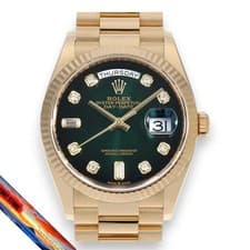 Rolex DayDate 36 128238A Baguette Diamond Green Ombre Watch