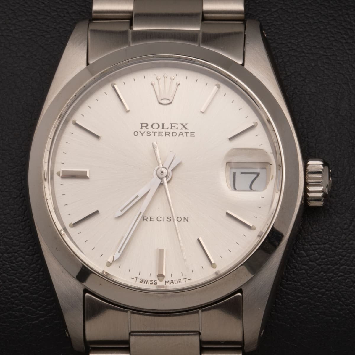 Rolex Oysterdate Precision 6466 Smooth Bezel Watch 31mm Silver Dial BOX & PAPER