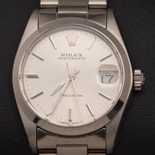 Rolex Oysterdate Precision 6466 Smooth Bezel Watch 31mm Silver Dial BOX & PAPER