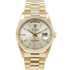 Rolex Day-Date 36 Yellow Gold President 18038 Silver Index - Pre-owned