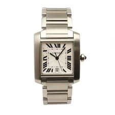Cartier Tank Francaise 28mm Steel Silver Dial Automatic Men Watch 2302 W51002Q3