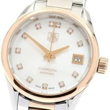 TAG HEUER WAR2452 2 Carrera SS PG Caliber 9 12P Diamond Date Automatic Ladies 91