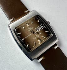 Glycine High Frecuency Automatic Watch Vintage Mens Compressor Brown Dial NOS