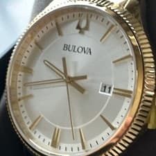 Bulova Mens Gold Tone Stainless Steel Bracelet Watch 97b227