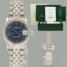 PAPERS Ladies Rolex Midsize 31mm Datejust Jubilee Blue Roman Dial Steel 68274