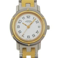 HERMES Clipper Watches CL3.240 WhiteDial Stainless Steel/Plated Gold Quart...
