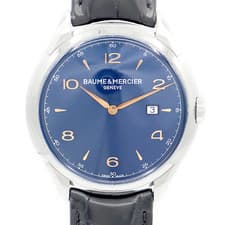 Baume & Mercier Clifton M0A10420 Quartz SS Blue Dial Men's Watch 50m OEM Strap B