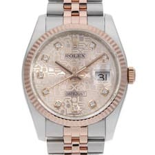 ROLEX Datejust 10P Diamond 116231G pink Carving Computer 5 Row Jubilee Brace...