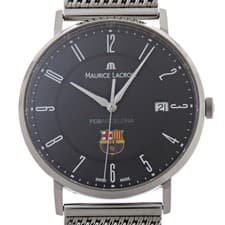 Maurice Lacroix Elilos Date FC Barcelona Men's Watch Stainless Steel Black Used