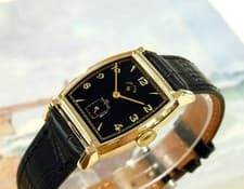 1947 Vintage LORD ELGIN, Fancy LUGS, Stunning BLACK Dial, Serviced