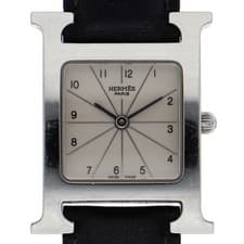 HERMES HH1.210 H watch WATCH Silver SS/leather QZ