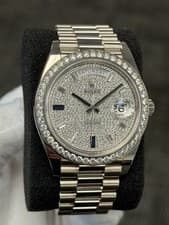 2020 Rolex Day Date 228349RBR Pave Sapphire Diamond Watch Box Papers 228349 Gold