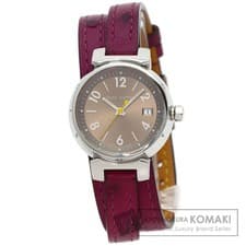 LOUIS VUITTON Q1212 Tambour Triple Coil Wristwatch SS Ostrich Ladies Used from J