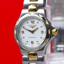 [ Almost MINT ] LONGINES Conquest L1.130.3 Gold Silver Ladies Quartz Watch JAPAN