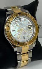 ROLEX MANS YACHT MASTER 16623 MOP SAPPHIRE DIAMOND DIAL Z SERIAL BOX & PAPERS