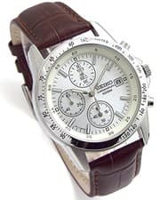 Chronograph Wristwatch  Leather Belt Set  Seiko Authorized Distribution White De