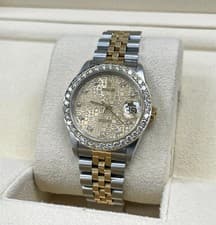 ROLEX DATEJUST 68273 JUBLIEE DIAMOND DIAL WITH CUSTOM DIAMOND BEZEL 31MM