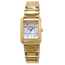 Citizen L Eco-Drive EW5602-81D Gold Square Mother of Pearl Dial Women's Watch
