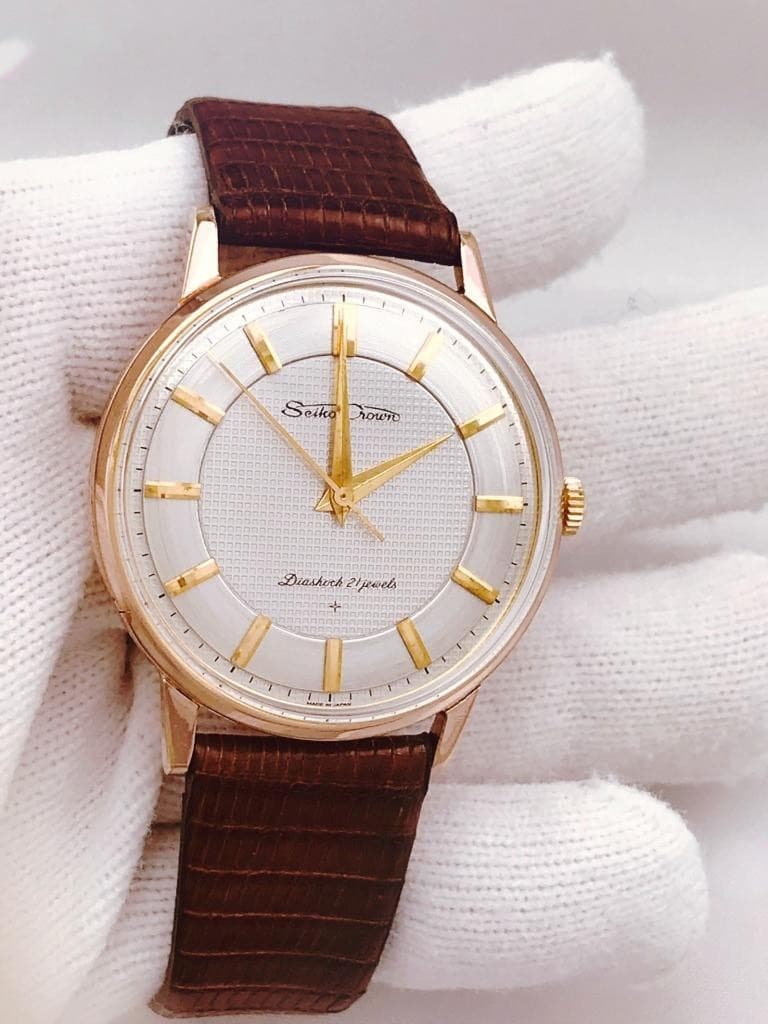 1963 SEIKO CROWN DIASHOCK 21J Cal 550 MANUAL WIND Men's Wrist Watch JAPAN - RUNS