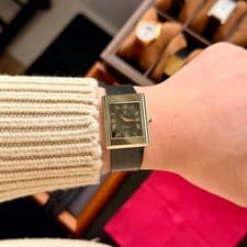 Waltham Maxim Tank Manual Wind Watch 26x32mm Black Dial Gold Roman Crown