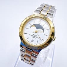 Alba Moon Phase Quartz Watch Working Classic Men's or Women's Wristwatch