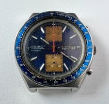 SEIKO 6138-0030 Automatic Chronograph Watch Vintage Mens KAKUME Blue Dial 21 J