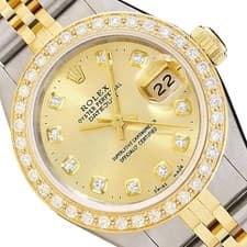 26mm Rolex Datejust 69173 18K Diamond Bezel Custom Champagne Dial Woman's Watch