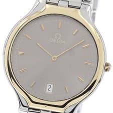 OMEGA De Ville symbol YG bezel date gray Dial Quartz Men's Watch_948897
