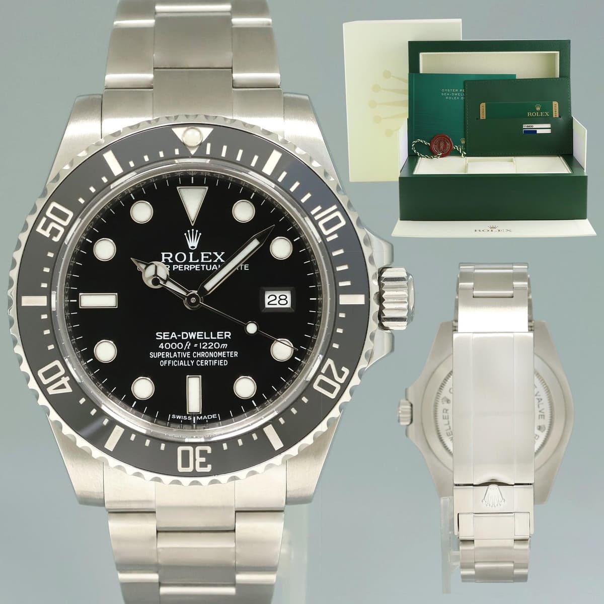 MINT PAPERS Rolex Sea-Dweller 116600 Steel 40mm Black Ceramic Dive Watch Box