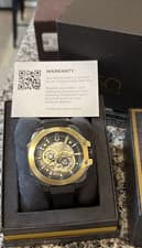 Bulova Maquina Men’s Automatic Skeleton Dial 46mm Black/Gold Rubber Strap
