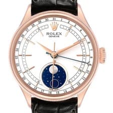 Rolex Cellini Moonphase White Dial Rose Gold Mens Watch 50535