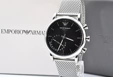 Emporio Armani NDW21H Watch Timepiece Stainless Steel Dial Black Genuine