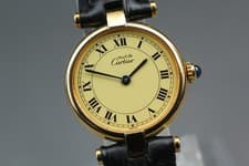 Vintage Cartier Must Vendome Vermeil 590004 Gold 925 Quartz Womens Watch JAPAN