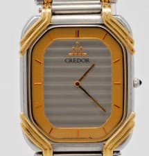 [NEAR MINT] Seiko Credor 2F70-5480 18K Silver Gold Dial Qz men Watch From JAPAN