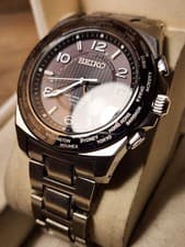 Seiko Brightz World Time Solar Watch Working 18cm 7.09in 45mm Japan Mens Black