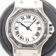Cartier Santos Octagon White Dial Ladies Watch OGH 235ABC0607900 Authentic
