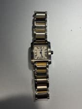 Cartier Swiss Made Water-Resistant Two-Tone Rectangle Wristwatch Roman Numerals