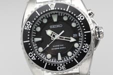 New Batt【Near MINT】SEIKO Kinetic Scuba Divers 5M62-0BL0 Black Men's Watch JAPAN