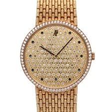 Audemars Piguet Cobra 31mm 18K Yellow Gold Diamond Pave Bamboo Bracelet Watch