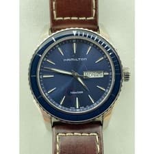 Hamilton Quartz Analog Leather Watch Blue Brown H375510 Classic Style Edition