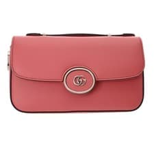 Used GUCCI 739722 520981 Ladies Shoulder Bag Double G Pink Leather from JAPAN