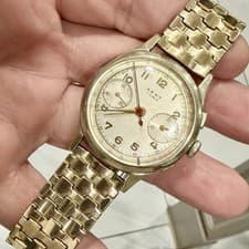 Vintage 1950’s KENT Chronograph 17J Manual Wind Men’s 35mm Watch RUNS! READ!