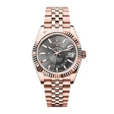 Rolex Sky-Dweller Watch 42MM Rhodium Index Hour Markers Dial Rose Gold