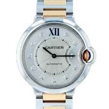 Cartier Ballon Bleu TwoTone SS 18K Rose Gold Silver Dial Automatic 36mm WE902031