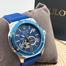 Bulova Marine Star 98A303 Blue Dial Rubber Strap Men's Watch Automatic Watch