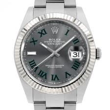 ROLEX Datejust 41 126334 slate (Grey) Green Roma 3-row Oyster Bracelet Rando...