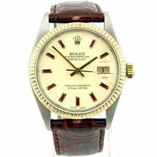ROLEX 16013 OYSTER PERPETUAL DATEJUST WHITE RUBY DIAL - FLUTED 34MM T/T