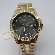 BULOVA DIAMOND ACCENT BLACK DIAL QUARTZ  MEN'S WATCH MB5-364