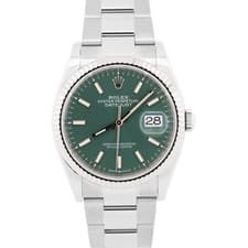 2023 PAPERS Rolex DateJust MINT GREEN 36mm Steel 18K Gold OYSTER 126234 BOX