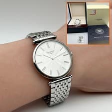 Longines L4.709.4 Grand Classic 33mm Quartz Silver Dial Men's Watch Box & Papers